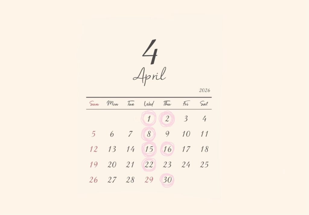 2026年4月定休日について　秋山木工株式会社